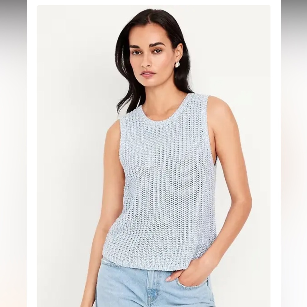 *NEW! Old Navy Light Blue Knitted Top  Minimalist Classic 100% Cotton Women’s XL
